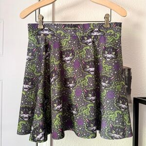 KREEPSVILLE 666 purple green cat star skeleton goth skater mini pull on skirt